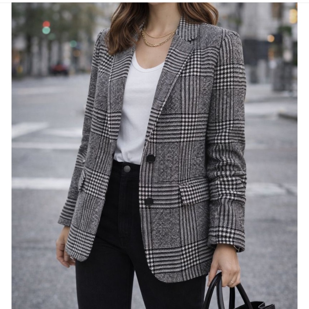 Madewell Monochrome Checkered Blazer